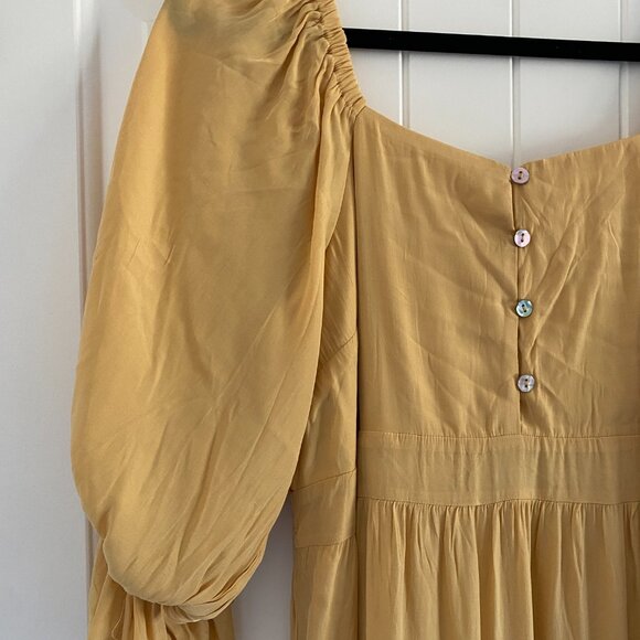Yellow Bell Sleeve Maxi Dress NWT S Maternity friendly - Picture 1 of 12